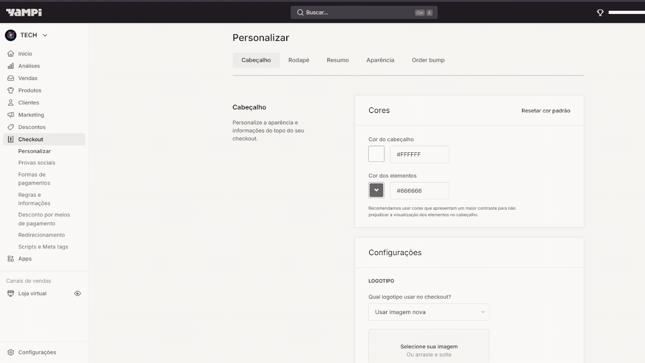 Configuração na Yampi